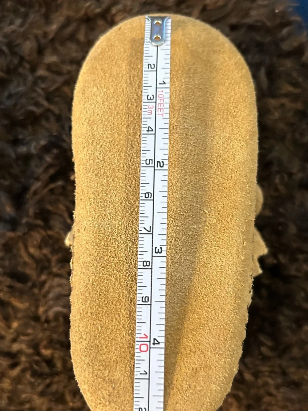 Tan Suede Minnetonka Moccasin Baby Booties w/ Colorful Trim Baby/InfantSize 4
